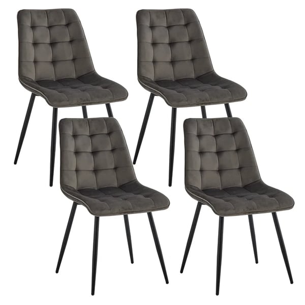 Spisestole, Velourbetræk, Metalben,Mørk Grå