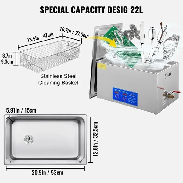 Ultralydsrenser, Kraftfuld Rengøring, Brugervenlig Betjening,22L JPS-80A