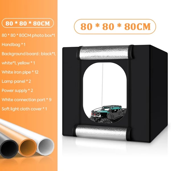 Fotostudio Ljuslåda, Justerbar Ljusstyrka, 2 LED-lampor, låda 2