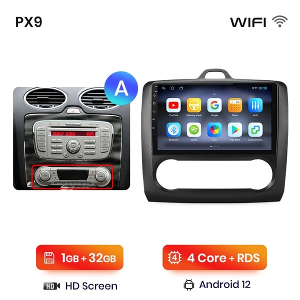 Bilmultimediesystem, skærmstørrelse, kompatibel med Ford Focus MK2 MK3 (2004-2011),WIFI 1GB-32GB A1