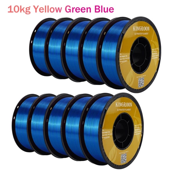 3D Printer Filament, Silk PLA, 1,75 mm Diameter,Gul Grøn Blå