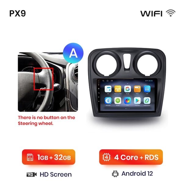 Bilradio, förbättrade funktioner, kompatibel med Renault Logan 2 2012-2019 / Sandero 2 2014-2019,WIFI 1GB-32GB A1