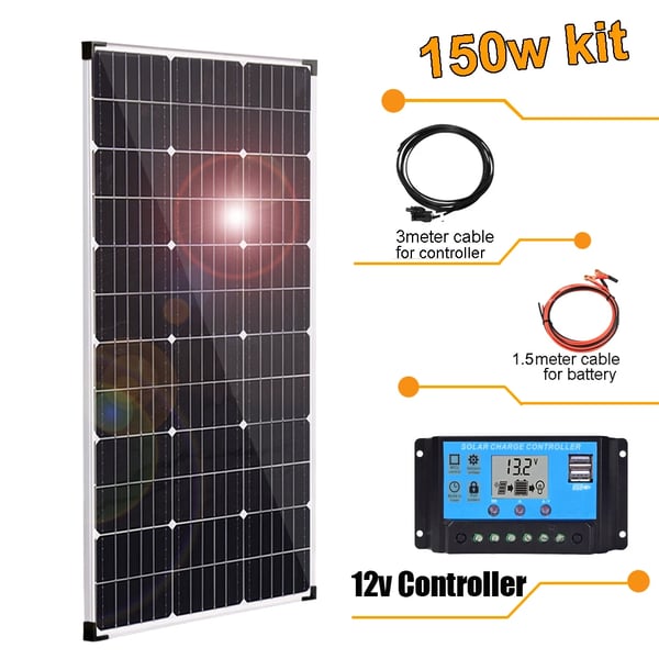Solpanelssystem, 150W eller 300W utgång, hög effektivitet, 150w kit