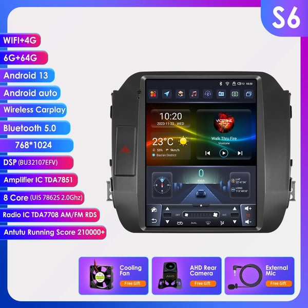 Autoradio, Android 13, Multimediatoistin,S6 lisää AHDC2