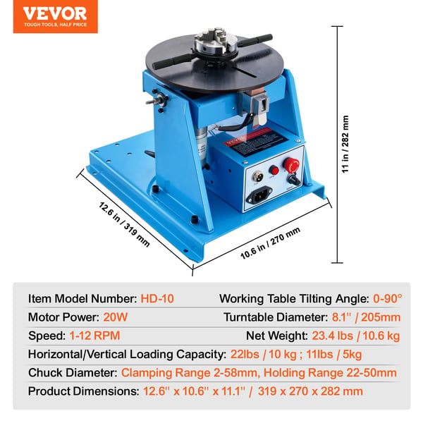 Rotary svejsepositioner, justerbart vippearbejdsbord, præcisionschuck,20W 10KG