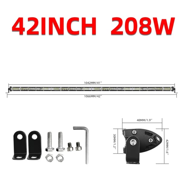 LED Lysbar, Kraftig Lysstyrke, Holdbar Konstruktion,42tommer 208W