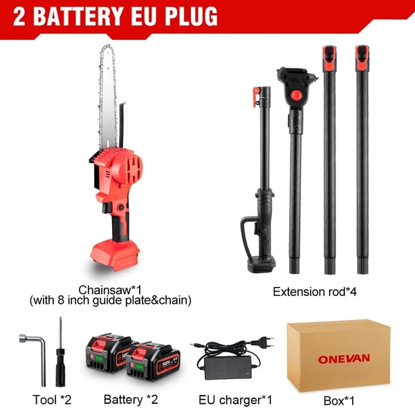 Teleskopisk Grensåg, Sladdlös Design, Dubbel Funktionalitet,2 Batteri EU Kontakt