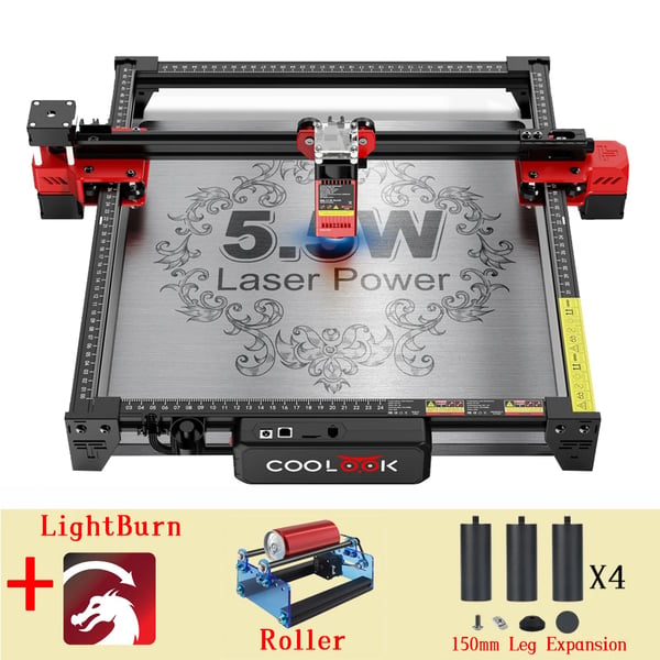 CNC-lasertulostin, 90W tarkka leikkaus, ohjelmistoyhteensopiva, EU-pistoke, Paketti 9, 90W CK1-55