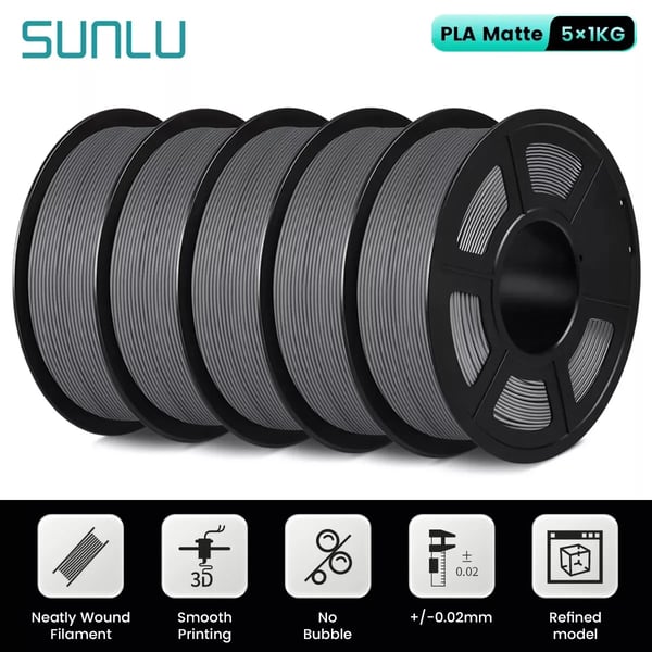 PLA Filament, Miljøvenlig, Høj Kompatibilitet,MATTE Grå 5Roll