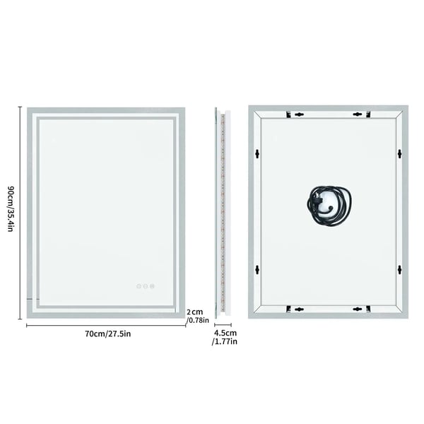Badrumsspegel, Belyst, Touchsensor,27.5x35.4 in