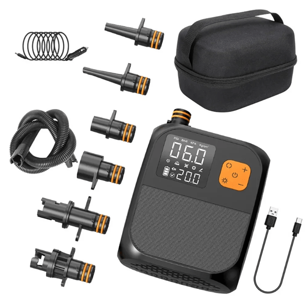 Bärbar Luftpump, 8000mAh Batteri, LED-belysning,Svart