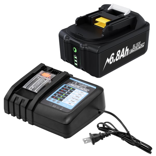 Erstatningsbatteri, 6800mAh kapacitet, kompatibel med flere reservedelsnumre,1 BAT 1 Oplader