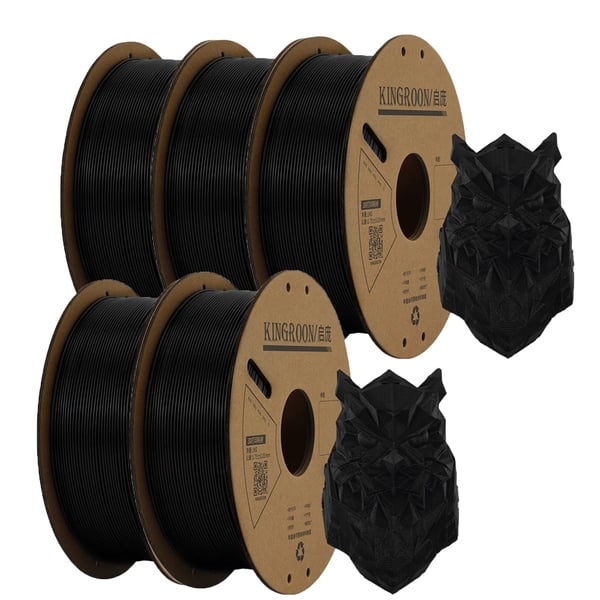 3D-printer filament, 1,75 mm diameter, ingen bobler,5Roll Sort