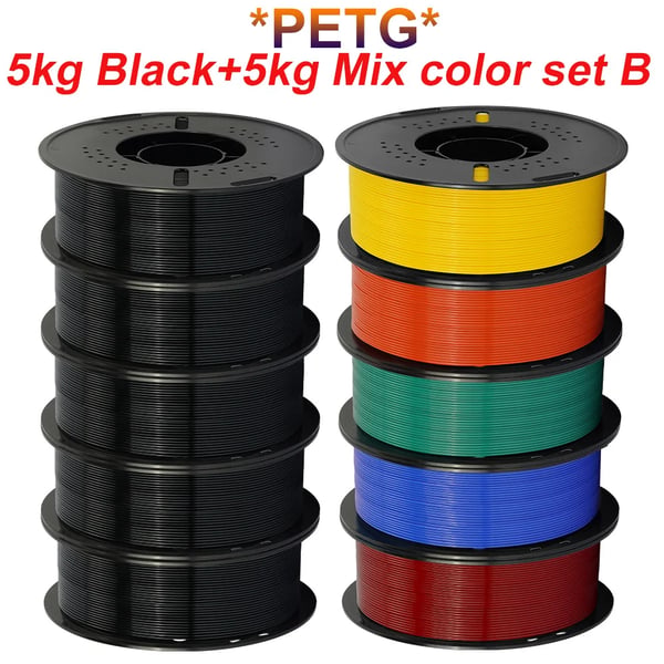 3D-skrivarfilamentpaket, 10 kg blandad färg PETG, 1,75 mm diameter, PETG D