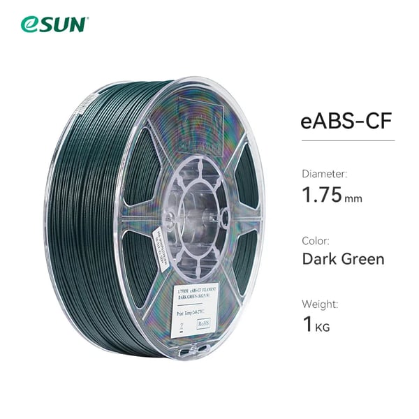 eABS-CF Filament, 1,75 mm Diameter, 1 KG Vægt,Mørkegrøn