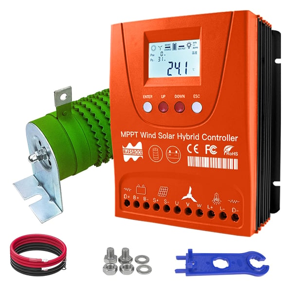 MPPT Hybrid Solar Wind Controller, 1500W Tuulivoima, 1500W Aurinkovoima,Wind1500W Solar1500W, Auto 12V 24V, Ulkoinen tuulensarja hybridi