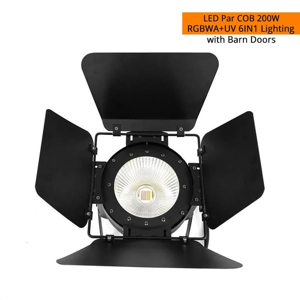 LED Par Valo, 200W Teho, RGBWA + UV Kyky,Lastausovet COB 6IN1, Eu plug in Finnish is "Eu-plugi".