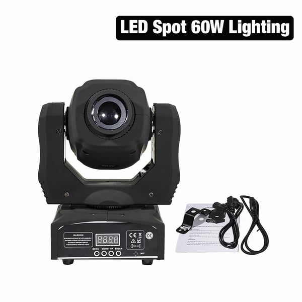 LED Spot 60W Belysning, 7 Farver + Hvid, DMX Kontrol,EU-stik, LED Spot 60W
