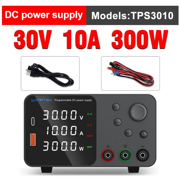 DC-virtalähde, säädettävä jännite, enkooderiohjaus, TPS3010