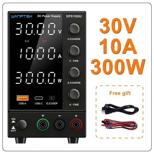 Wanptek DC Strømforsyning, 30V 10A Udgivelse, Justerbar Spændingsregulering,DPS3010U 30V 10A