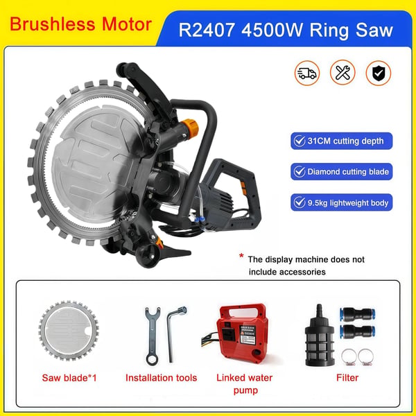 Elektrisk Ringsåg, Kraftfull 4500W Motor, Effektiv Stenskärning,EU, 4500W Borstlös