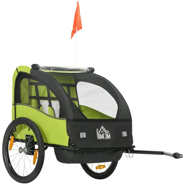 Barncykelvagn, 2-sits, metallkonstruktion,Grön