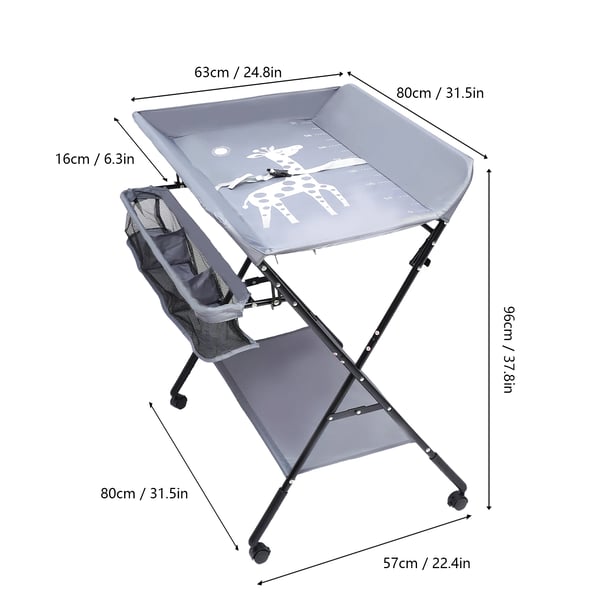 Skötbord, Höj- och sänkbart, Bärbar design,GRÅ