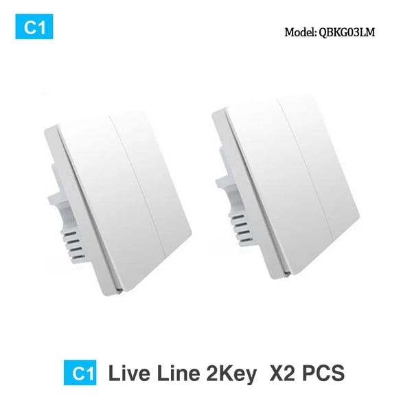 Aqara ZigBee Vægbryder, 10A Maksimal Belastning, 2500W Udgange,2stk ingen neutral-2Tast