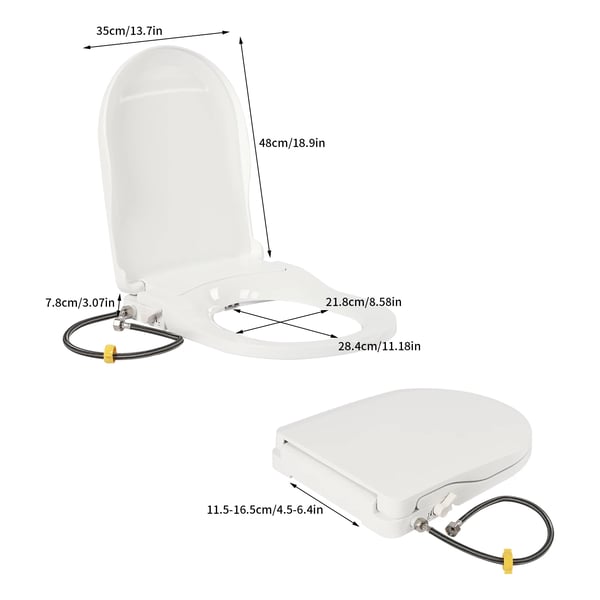 Ei-sähkökäyttöinen bidet-wc-istuin, kaksoissuuttimjärjestelmä, ergonominen muotoilu,VALKOINEN
