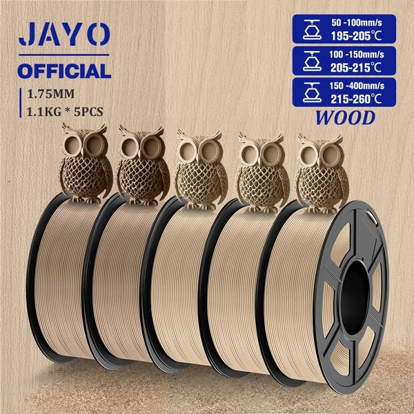 Wood PLA filament, 1,75 mm diameter, 15% ægte træfiber,Træmix-2 5Ruller