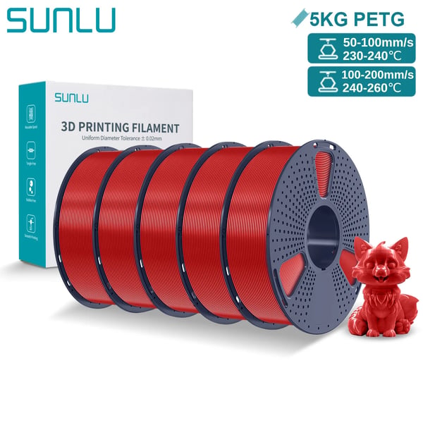 3D Printer Filament, 5kg PETG, Høj Styrke,5KG PETG Rød