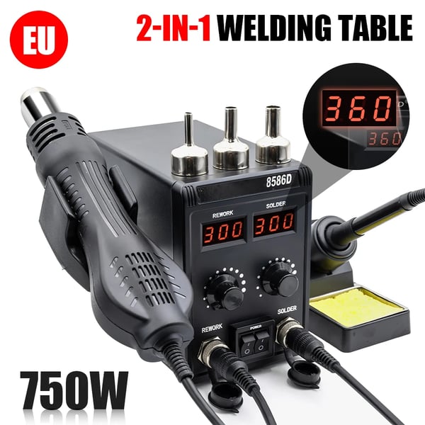 Lödstation, 750W Effekt, 100-480 ℃ Temperaturkontroll,8586D
