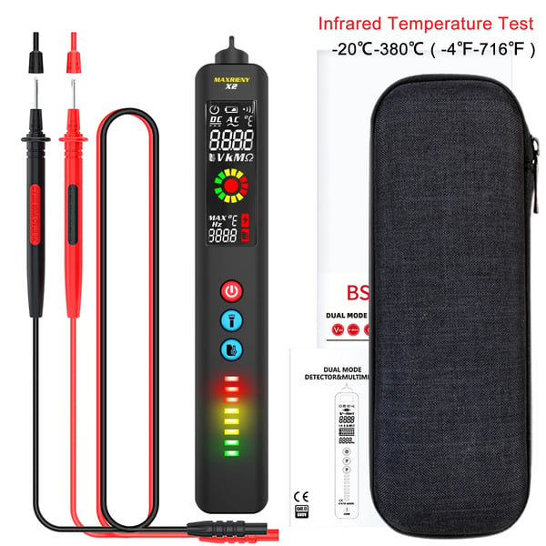 Jännitteentunnistin, Kosketukseton testaus, LCD-näyttö, X2 4-IN-1 Testeri