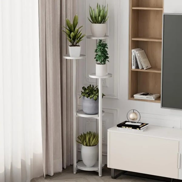 Kasvipöytä sisäkäyttöön, moderni muotoilu, useita tasoja, valkoinen - 120CM