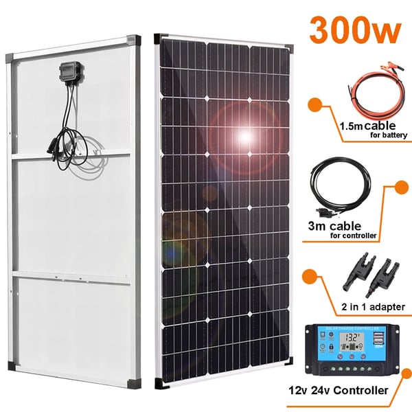 Modulens effektivitet 19,1%, CE-certifierad,300w 2st 150w kit
