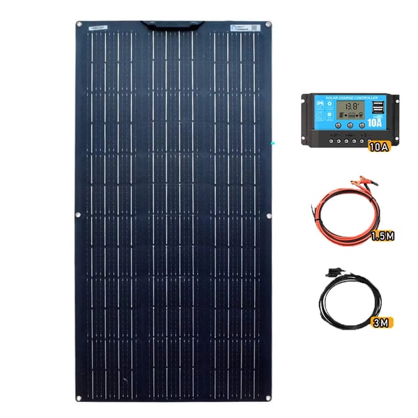 Flexibelt solpanelset, effektiv 24% konverteringsgrad, lätt och bärbar design,12V 100W Svart