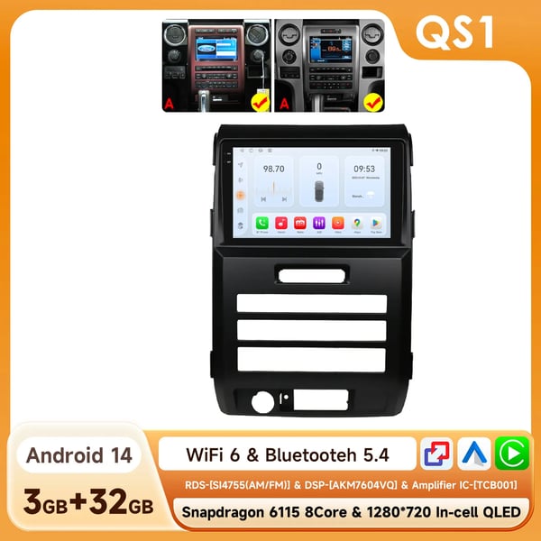 Multimedia System, Högupplöst Skärm, Kompatibel med Ford F-150 2015-2021,QS1 8Core 3G 32G A