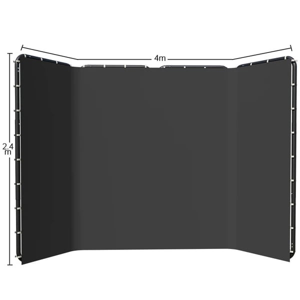 Sammenklappelig Chroma Key Baggrund, Hurtig Opsætning, Holdbart Muslin Stof,240x400cm Sort