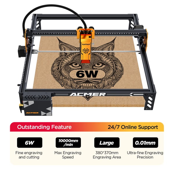 Lasergravyr, Hög Precision, Mångsidig Materialkompatibilitet,EU-kontakt, 6W, P1 S Pro