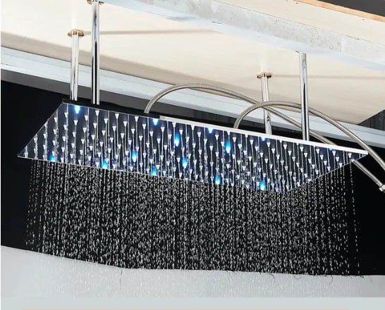 Suihkupää, kattoon asennettava, sade-toiminto,Kromi LED