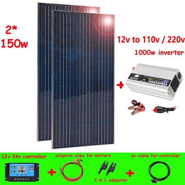 Solpanelset, 150W till 400W alternativ, hållbar aluminiumram,300w system