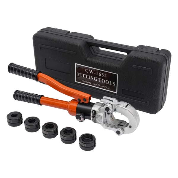 Hydrauliska krimpverktyg, 80KN maximalt tryck, 360° roterande huvud,Orange