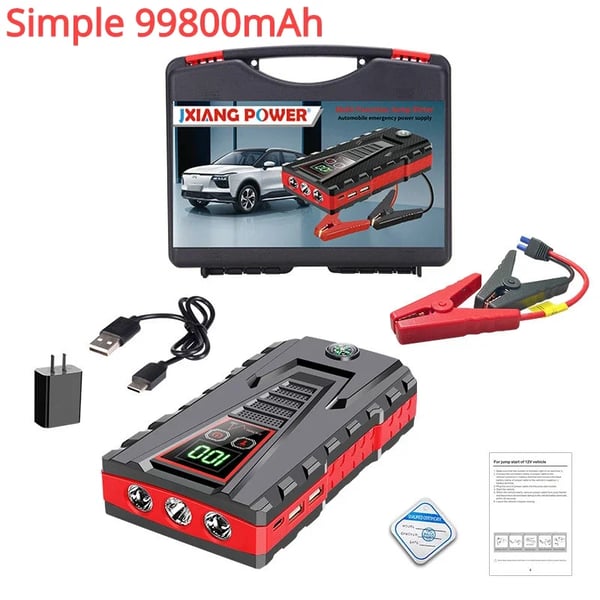 Bärbar Bilstartare, 99800mAh Batterikapacitet, 5000A Spänningspik, Enkel