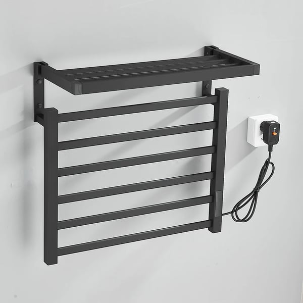 Sähköinen pyyheteline, seinäasennettava, digitaalinen kosketusnäyttö, vedenkestävä, 220V, musta 8004 Y
