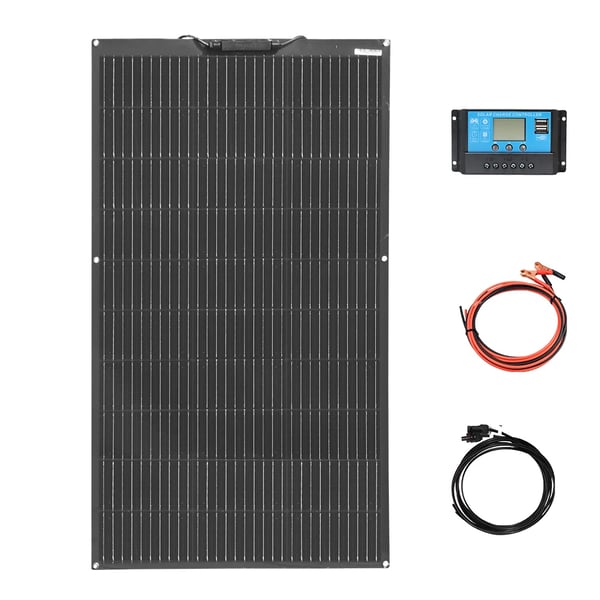 Flexibel solpanel, 100W effektuttag, lättviktig design,12V svart solkit