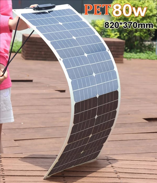 Solpanel, Fleksibel, Vandtæt,80w PET Hvid