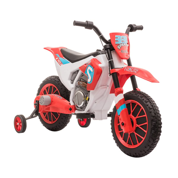 Elmotorcykel, 12V-batteri, Realistisk körupplevelse,Röd