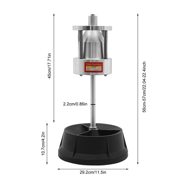 Bubble Wheel Balancer, Hub-kapasiteetti 1-1/2" - 4", Renkaan kapasiteetti 15" Kevyt kuorma-auto, Kestävä alumiinirakenne,musta
