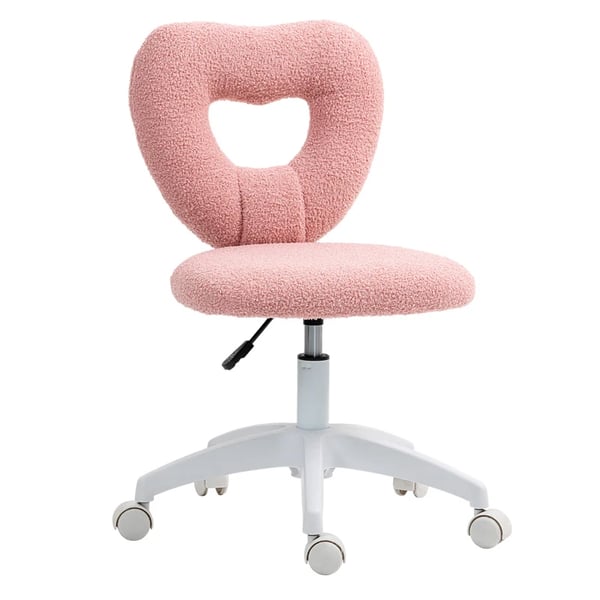 Kontorsstol, Justerbar Höjd, Hjärtformad Ryggstöd, Rosa