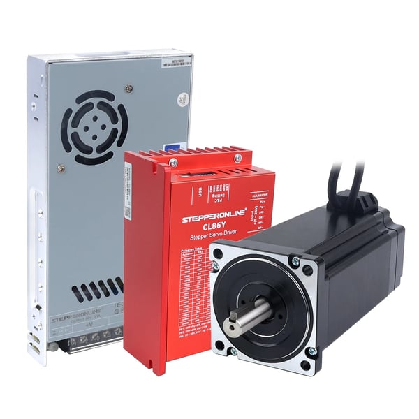 Stepper Motor, 12Nm Holdemoment, Lukket Sløjfesystem,Med strømforsyning, 14mm